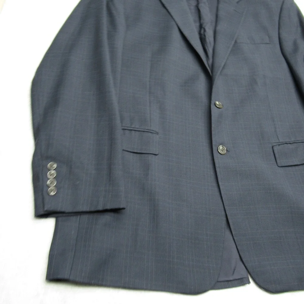Lauren Ralph Lauren Wool Cashmere Blazer Men 46L Blue‎ Plaid Sport Coat READ